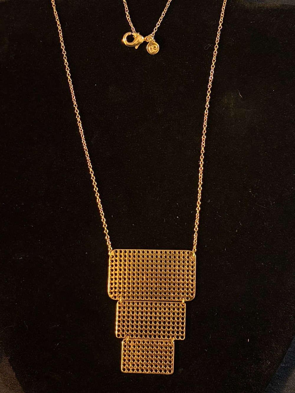 Gorjana Mia Tiered Gold Perforated Rectangle Pendant Necklace